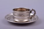 tea pair, silver, 950 standard, 36.70 g, h (cup) 3 cm, Ø (saucer) 8 cm, France...