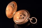 women's corsage watch, with key, France, gold, enamel, 18 K standart, 26.42 g, 3.9 x 3.2 cm, Ø 32 mm...