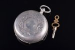 pocket watch, "E. Asnis", Wenden, made to order, Russia, silver, 84, 875 standart, 76.02 g, 5.75 x 4...