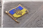 cigarette case, silver, with the image of the national Ukrainian flag and emblem, belonged to the fi...