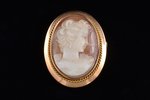 a set of a ring, a pendant and pendant-brooch, cameo, gold, 585 standart, 7.92 (6.09+1.22+0.61) g.,...