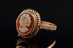 a set of a ring, a pendant and pendant-brooch, cameo, gold, 585 standart, 7.92 (6.09+1.22+0.61) g.,...