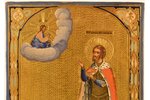 ikona, Svētais Aleksandrs Ņevskis, dēlis, gleznojums, vizuļzelts, Krievijas impērija, 22.5 x 17.5 x...