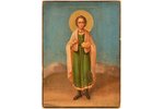 icon, Saint Panteleimon, board, painting, gold leafy, Russia, 38.8 x 28.5 x 2.4 cm, nimbus is renova...