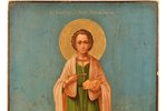 ikona, Svētais Lielmoceklis Panteleimons, dēlis, gleznojums, vizuļzelts, Krievijas impērija, 38.8 x...