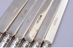 set of 12 dessert knives, silver, 84 standard, total weight of items 737.20, 19.4 cm, 1887, St. Pete...