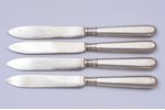 комплект из 4 фруктовых ножей, серебро, 84 проба, общий вес изделий 92.05, 15.5 см, 1896-1907 г., С....