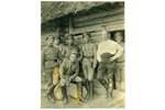 fotogrāfija, virsnieku grupa pie zemnīcas, Krievijas impērija, 20. gs. sākums, 14x11 cm...