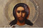 icon, Jesus Christ Pantocrator, board, painting, metal, Russia, 26.5 x  22 x 2.2 cm...