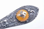 teaspoon, silver, made of 5 lats coin (1932), 875 standard, 66.25 g, amber, 16.8 cm, by Wilhelm Hein...