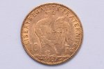 10 franki, 1907 g., zelts, Francija, 3.22 g, Ø 19 mm, XF, VF...