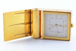 дорожные часы, "Jaeger", Швейцария, 8.5 x 5.7 x 2.2 см, исправные...