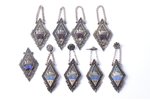 set of 9 jettons for school graduation, issued to head of educational department, silver, Latvia, US...