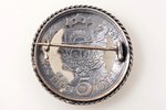 sakta, no 5 latu monētas, sudrabs, 23.68 g., izstrādājuma izmērs Ø 3.9 cm, 20 gs. 20-30tie gadi, Lat...