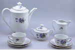 service, 9 items, porcelain, Langebraun, Estonia, the 30ties of 20th cent., h (teapot) 24 cm, h (cup...
