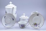 service, 9 items, porcelain, Langebraun, Estonia, the 30ties of 20th cent., h (teapot) 24 cm, h (cup...