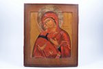 ikona, Vladimiras Dievmāte, rāmī, dēlis, gleznojums, zeltījums, Krievijas impērija, 35 x 30.8 x 2.7...