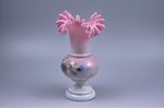 ваза, молочное стекло, ручная роспись, начало 20-го века, h 21.6 см...