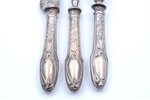meat carving set of 3 items, silver/metal, 800 standart, France, 32.5 - 20.8 cm...