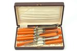 flatware set, 6 knives + 6 forks, Wilh. Wagner Solingen-Merscheid, bakelite handles, 20.7 / 18.6 cm...