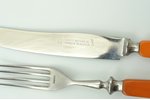 flatware set, 6 knives + 6 forks, Wilh. Wagner Solingen-Merscheid, bakelite handles, 20.7 / 18.6 cm...