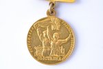 медаль, Всесоюзная сельскохозяйственная выставка (малый размер), золото, СССР, 30.7 x 26.2 мм, винт...