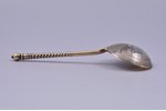 spoon, silver, 84 standard, 71.25 g, niello enamel, gilding, 17.8 cm, 1877, Moscow, Russia...
