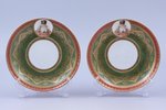 2 tea pairs, porcelain, Gardner porcelain factory, Russia, the 2nd half of the 19th cent., h (cup) 5...