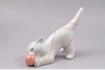figurine, Kitten with a ball of wool, porcelain, USSR, Dmitrov Porcelain Factory (Verbilki), the 50-...