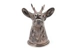 vessel, silver, "Deer head", 925 standard, 189.90 g, gilding, h 6.5 cm...