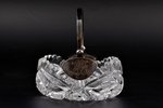candy-bowl, silver, 875 standard, crystal, Ø 11.3 cm, h (with handle) 12.5 cm, the 20-30ties of 20th...