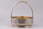 biscuit tray, silver, 84 standard, 683.55 g, engraving, gilding, 23 x 17.2 cm, h (with handle) 18.6...