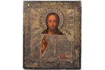 icon, Jesus Christ Pantocrator, board, silver, painting, 84 standard, Russia, 1888, 30.9 x 26.5 x 2....