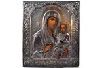 икона, Иверская икона Божией Матери, доска, серебро, живопиcь, 84 проба, Российская империя, 1864 г....
