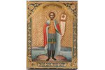 ikona, Svētais Aleksandrs Ņevskis, dēlis, gleznota uz zelta, Krievijas impērija, 17.9 x 13.5 x 1.8 c...