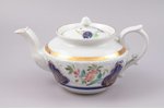 teapot, porcelain, M.S. Kuznetsov manufactory, hand-painted, Russia, the 2nd half of the 19th cent.,...