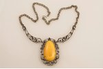 a pendant, amber, necklace length 43.5 cm, amber size 3.9 x 2.3 cm...