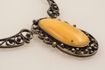 a pendant, amber, necklace length 43.5 cm, amber size 3.9 x 2.3 cm...