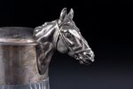 jug, silver, 84 standard, gilding, crystal, h 30 cm, by Alexander Lyubavin, 1898-1904, St. Petersbur...
