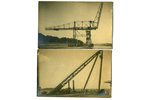 фотография, 2 шт., портовый кран, Латвия, 20-30е годы 20-го века, 13,8x8,8 см...
