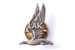 badge, LAK (The Aeroclub of Latvia), silver, 875 standard, Latvia, 20-30ies of 20th cent., 34.4 x 26...