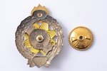 badge, 100th anniversary of Latvian shooter's battalions, № 015, brass, guilding, white metal, Russi...
