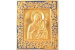 icon, Tikhvin icon of the Mother of God, copper alloy, 1-color enamel, Russia, the end of the 19th c...