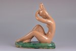 figurine, Girl braiding hair, majolica, USSR, Gzhel, h 22 cm...