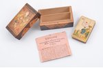spēļu kāršu komplekts, 35 kārtis (1 kārts trūkst), Vācija, koka kastītē, kastītes izmēri 6.4 x 11.1...