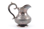 cream jug, silver, 84 standard, 189.85 g, engraving, h 11.3 cm, by Alexey Osipov, 1866, Moscow, Russ...