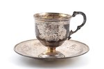 coffee pair, silver, 84 standard, total weight of items 175.55, engraving, h (cup with handle) 8 cm,...