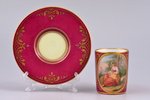 coffee pair, porcelain, hand-painted, Austria, h (cup) 5.3 cm, Ø (saucer) 10 cm...