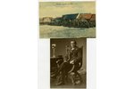 postcard, 2 pcs., German torpedo boats in the port of Liepaja during World War I, German sailor of a...