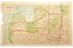 karte, Latvija, 70.5 x 43.5 cm, malās ieplēsta...